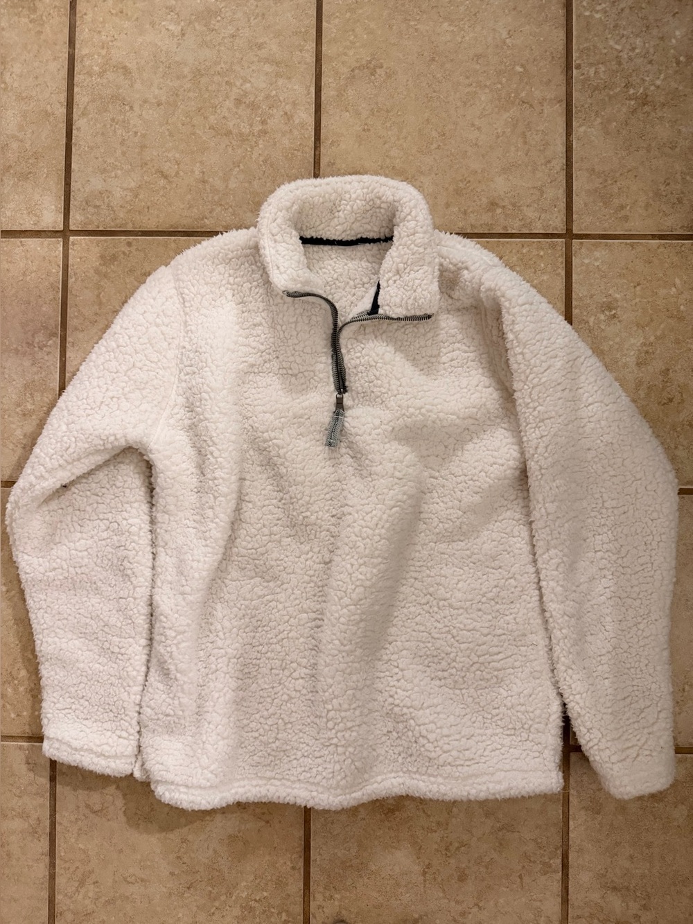 White Sherpa Quarter-Zip Pullover